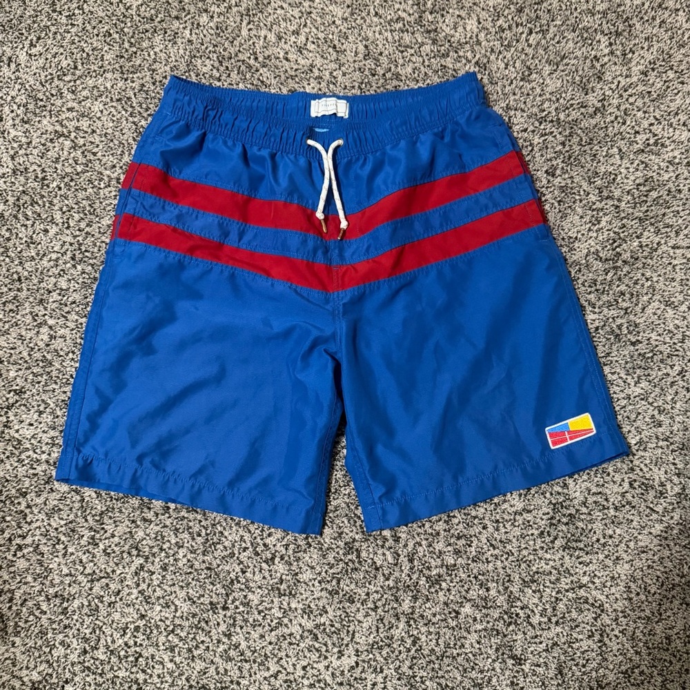 Five Four Swim Trunks Mens 36‎ Blue Red Ferry Classic Striped Board Shorts